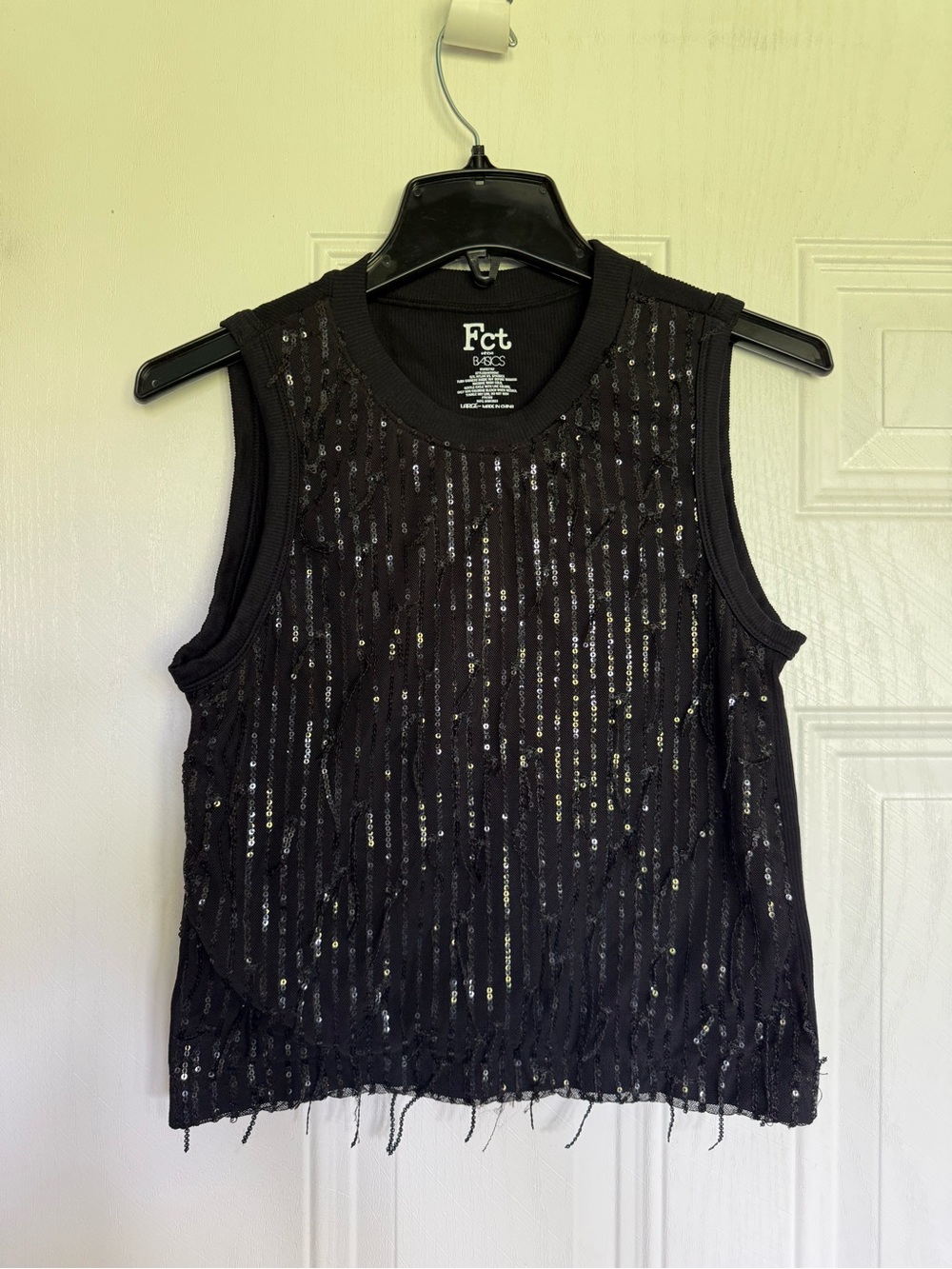 2 for $15 sale: FCT with love basics black sparkle tassel tank top - L